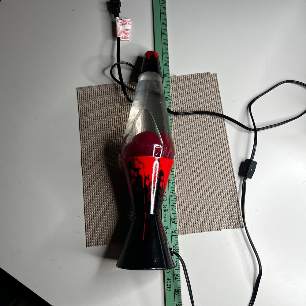 Lava Lite Blood Drip Lava Lamp Red Wax‎ Clear Liquid Black Red Splatter 14.5"